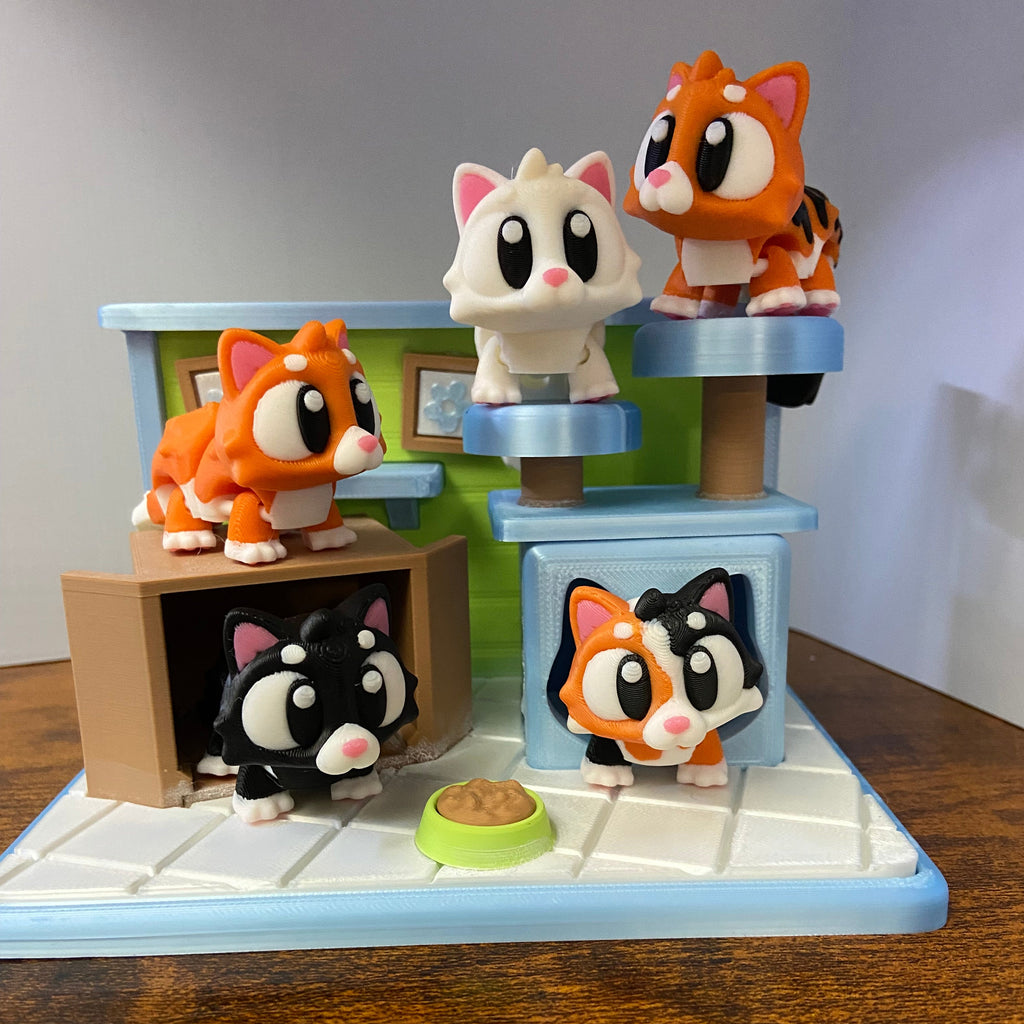 Kitty Corner Kitties -3D Printed Fidget Desk Buddy (without display)