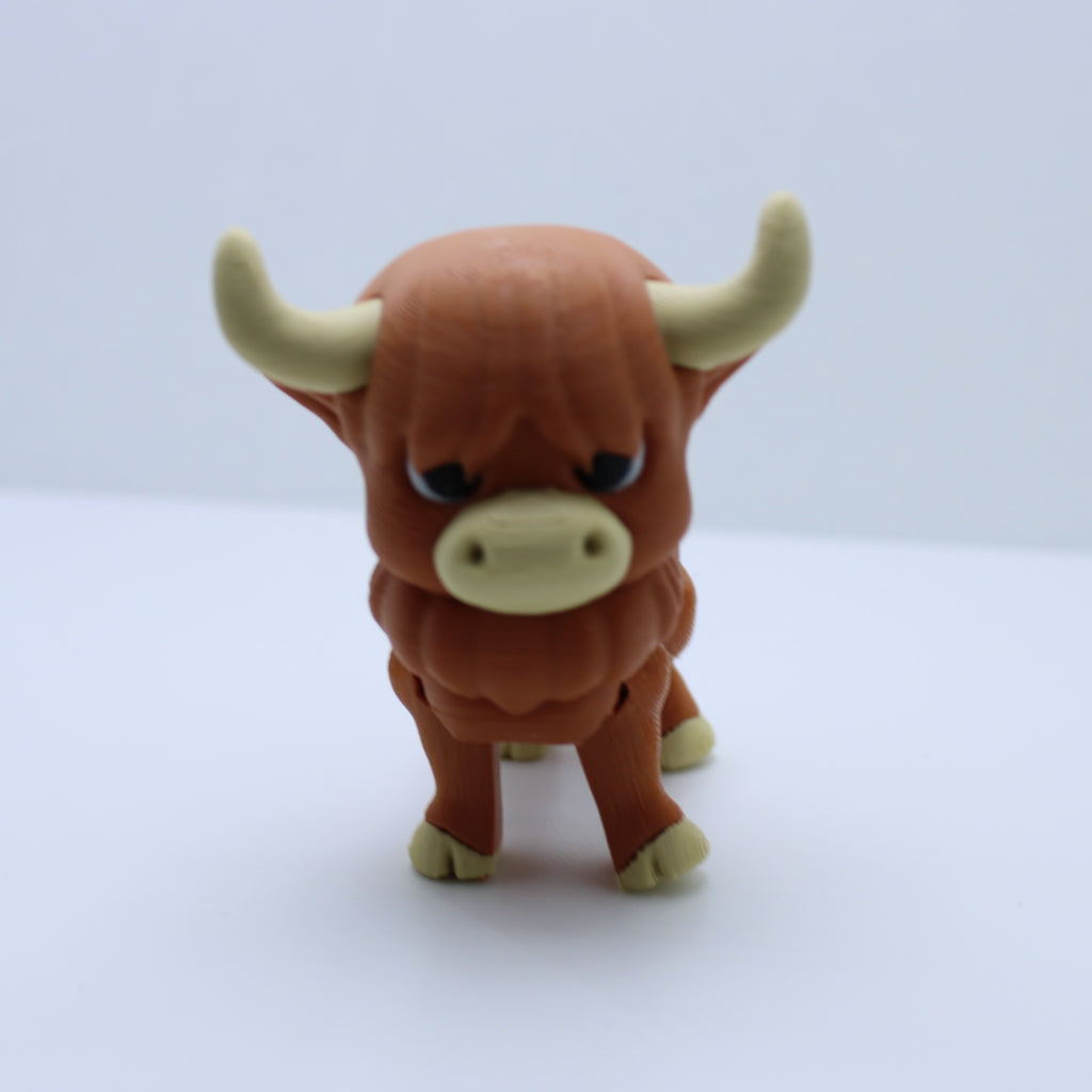 Humble Highland Cow Fidget – 3d Printed Desk Buddy & Keychain