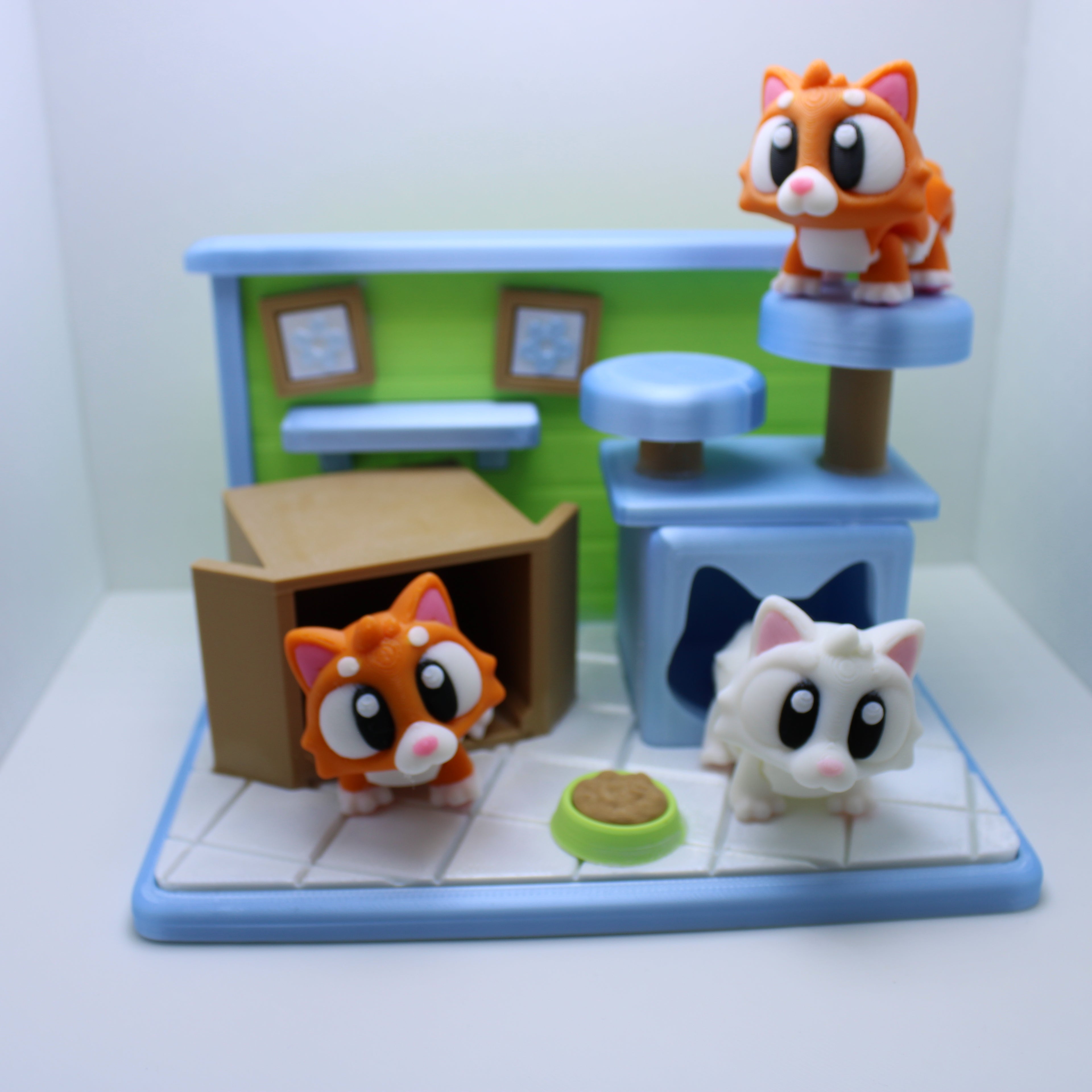 Kitty Corner Cat Tower -3d Printed Desk Companion (with or without kitties)