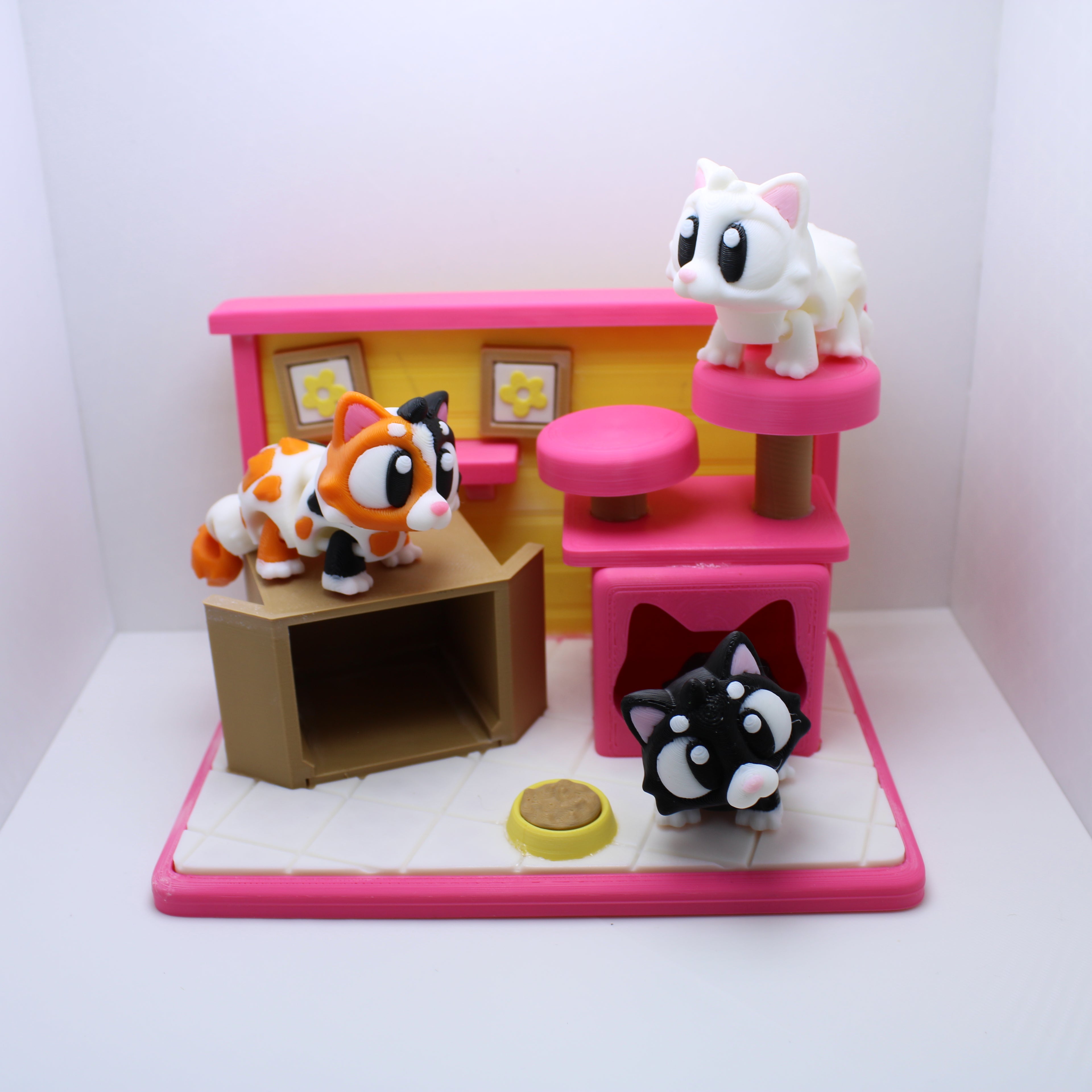 Kitty Corner Cat Tower -3d Printed Desk Companion (with or without kitties)