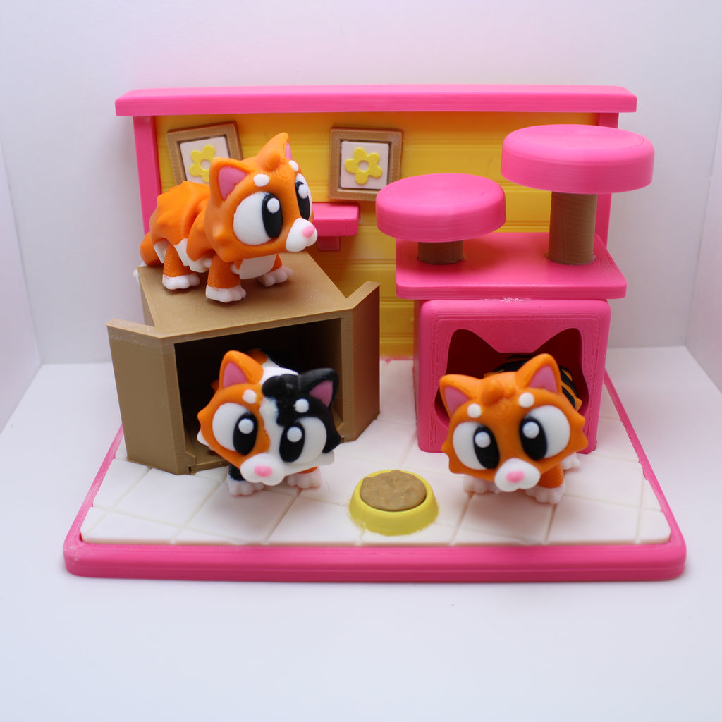 Kitty Corner Cat Tower -3d Printed Desk Companion (with or without kitties)