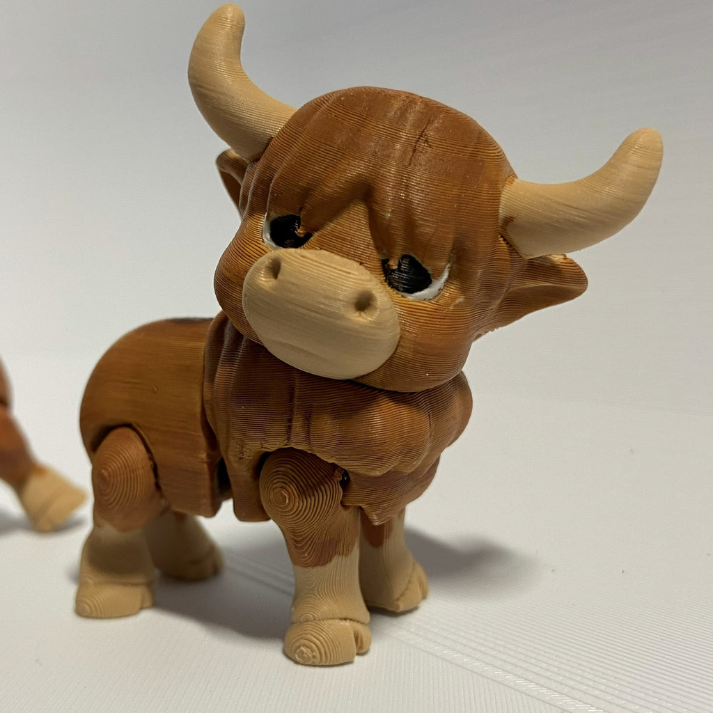 Humble Highland Cow Fidget – 3d Printed Desk Buddy & Keychain
