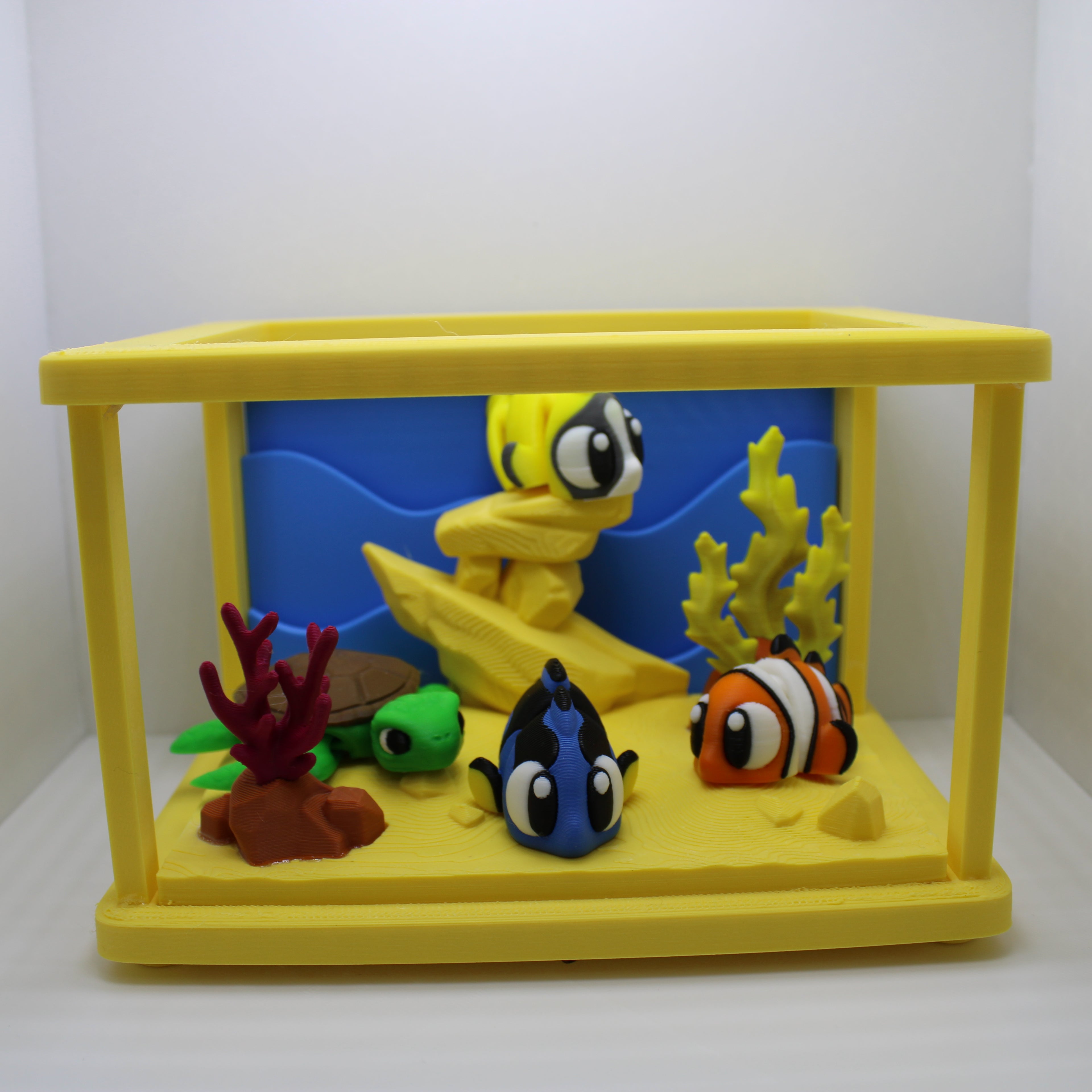 Tropical Aquarium Display (with or without fish and turtle)-3d printed desk companion