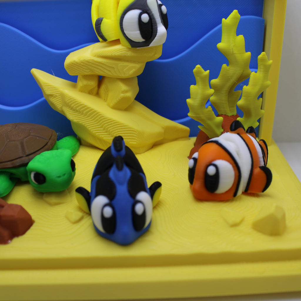 Tropical Aquarium Display (with or without fish and turtle)-3d printed desk companion