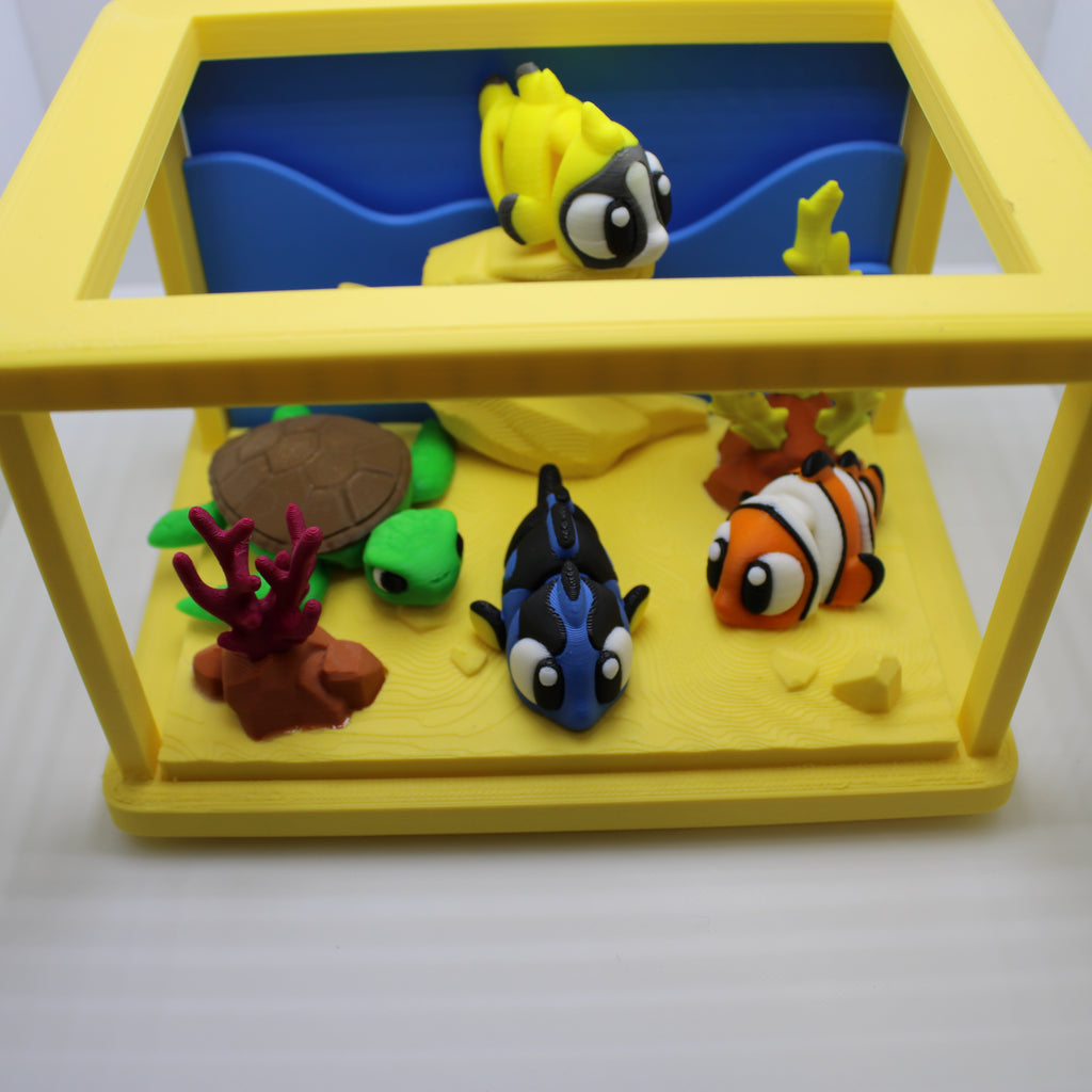 Tropical Aquarium Display (with or without fish and turtle)-3d printed desk companion