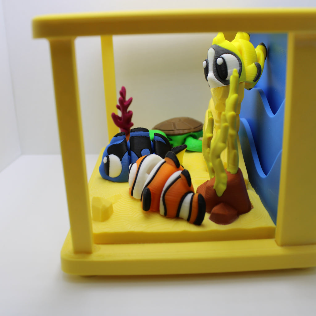 Tropical Aquarium Display (with or without fish and turtle)-3d printed desk companion