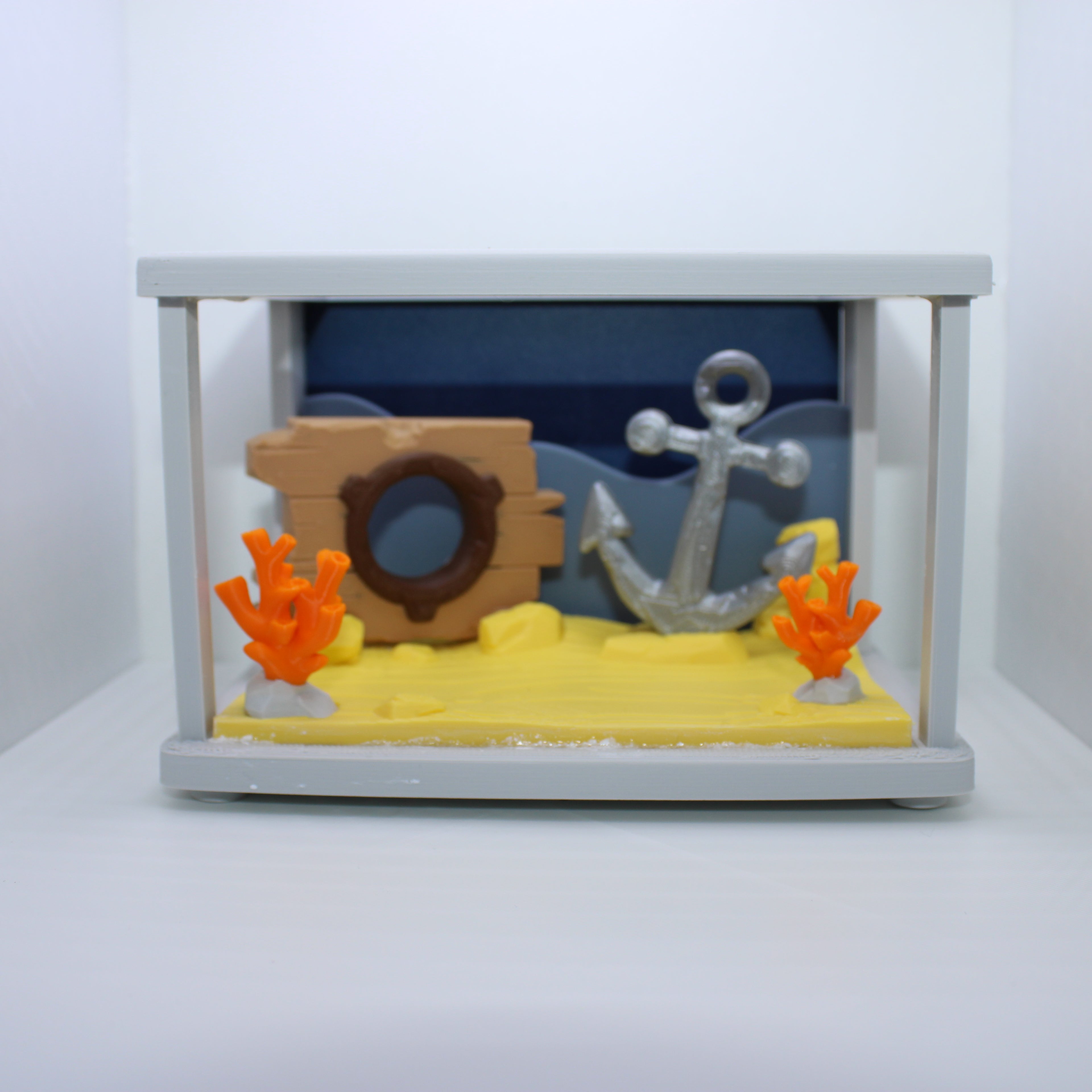 Shipwreck Aquarium Display (with or without sharks and whale) -3d printed desk companion