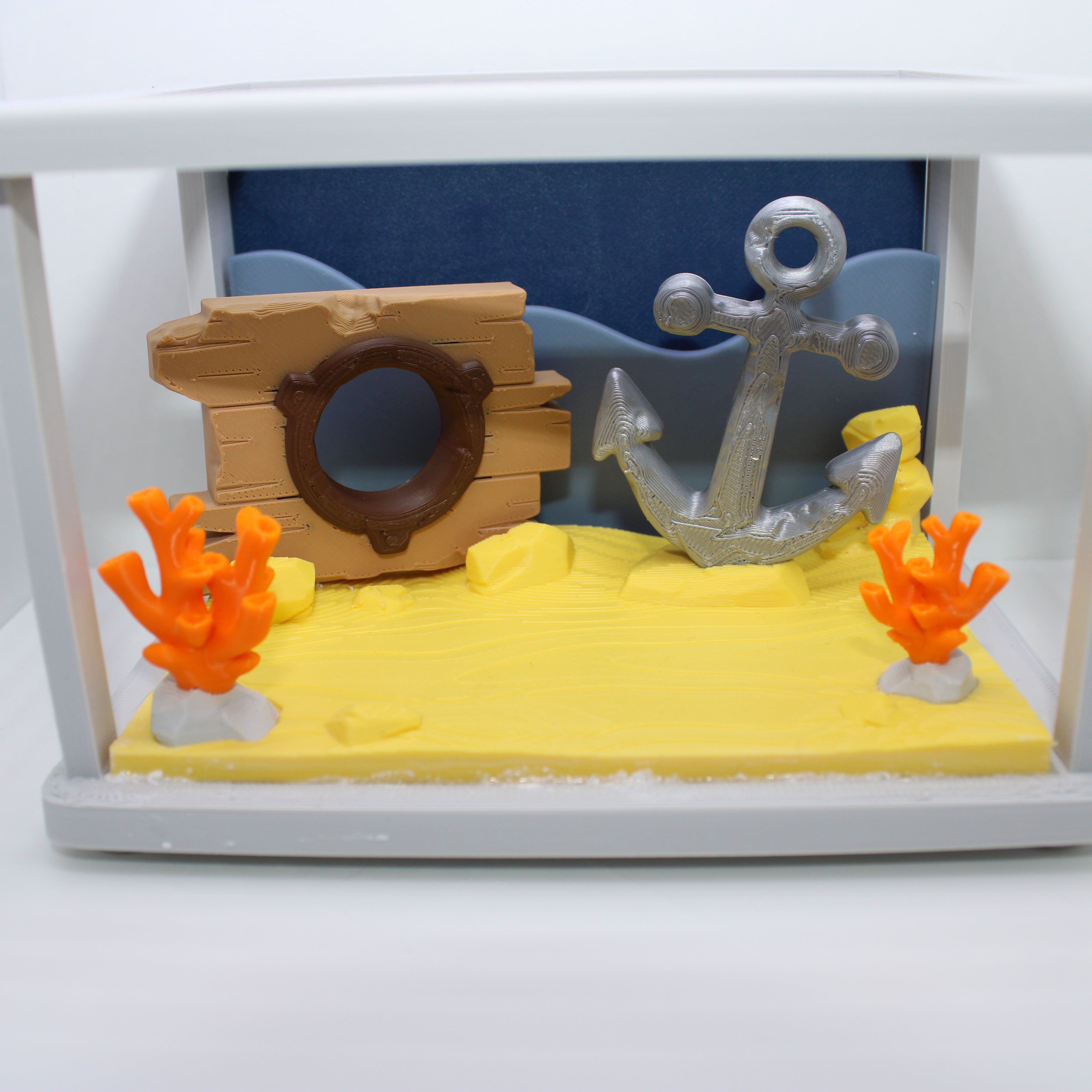 Shipwreck Aquarium Display (with or without sharks and whale) -3d printed desk companion