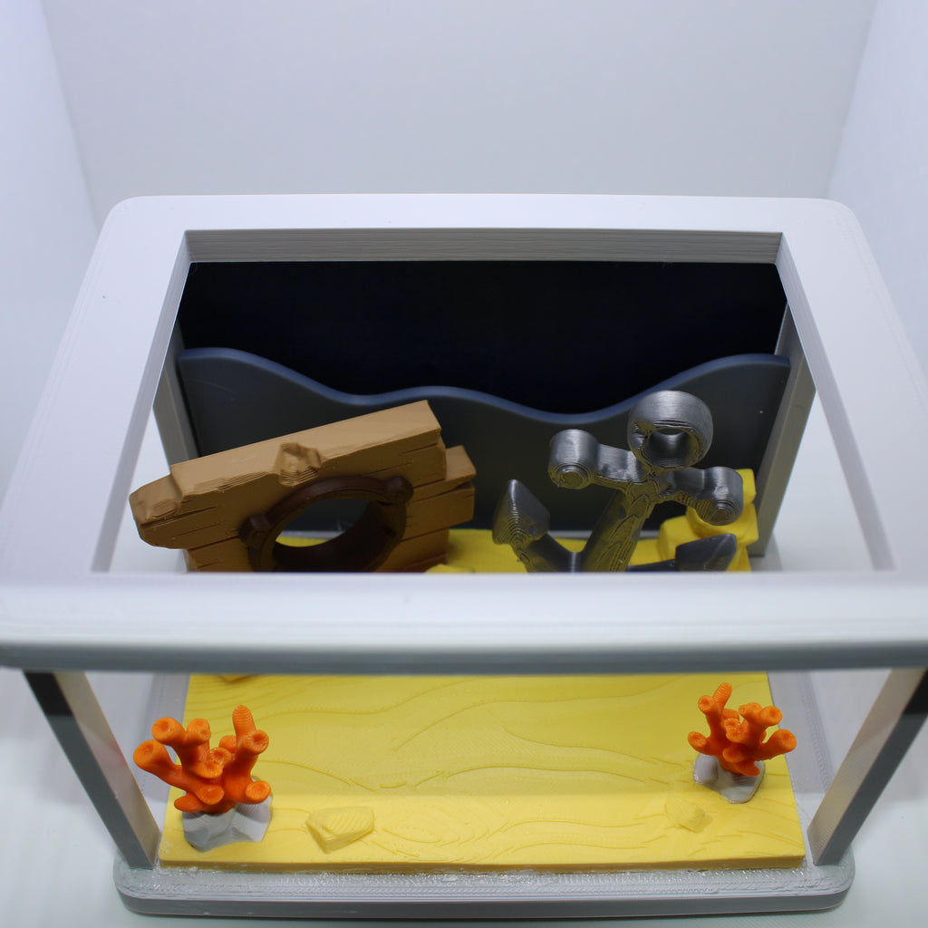 Shipwreck Aquarium Display (with or without sharks and whale) -3d printed desk companion