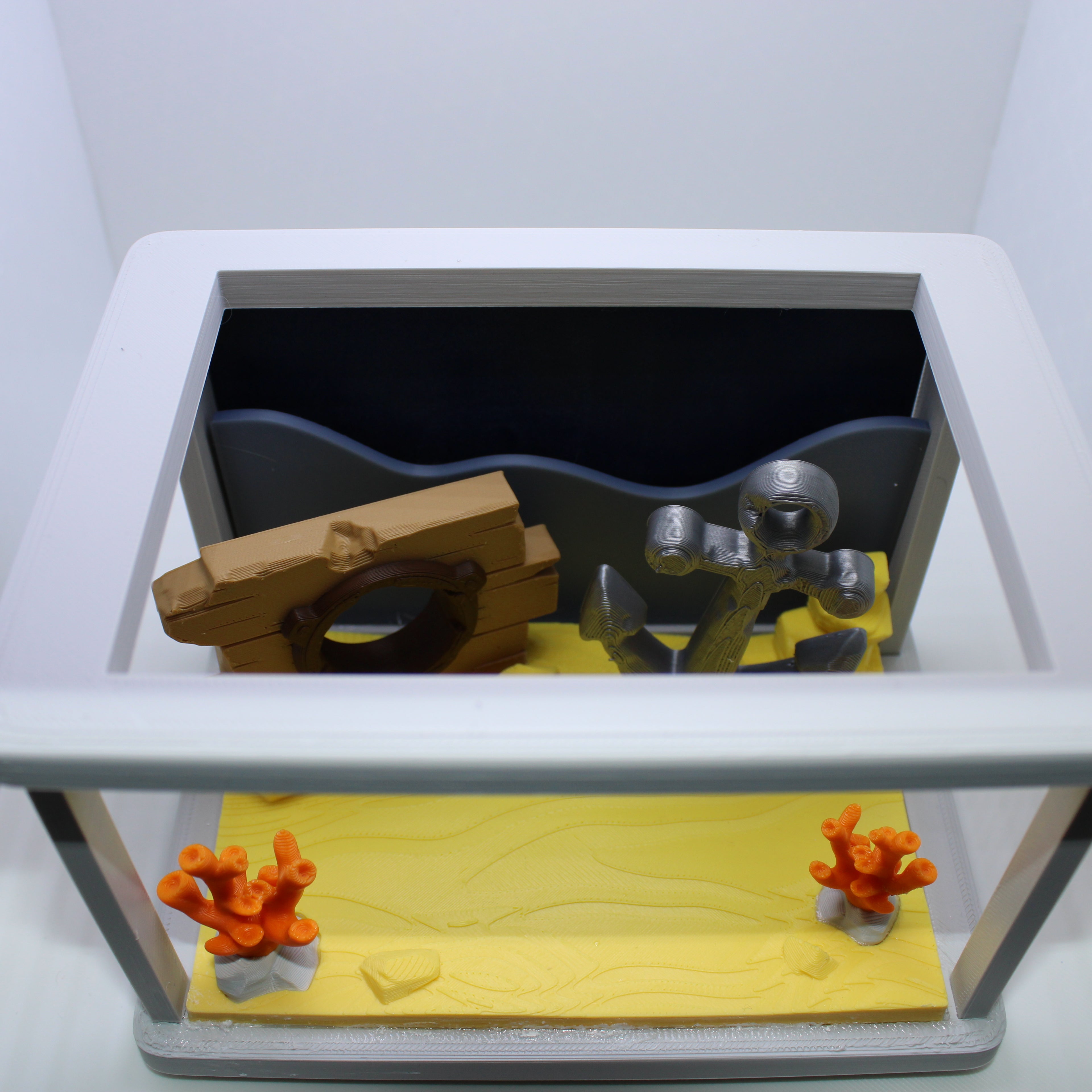 Shipwreck Aquarium Display (with or without sharks and whale) -3d printed desk companion