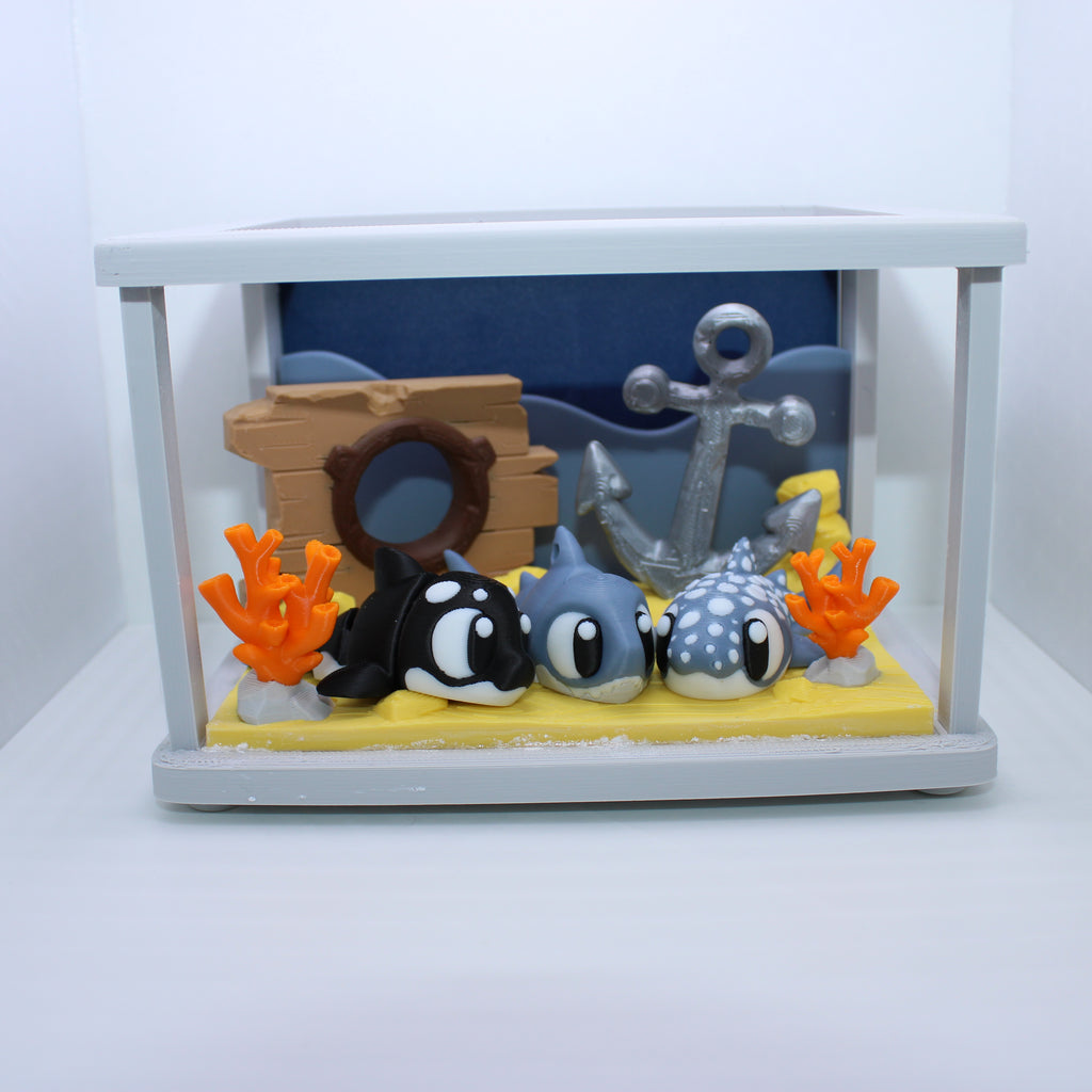 Shipwreck Aquarium Display (with or without sharks and whale) -3d printed desk companion