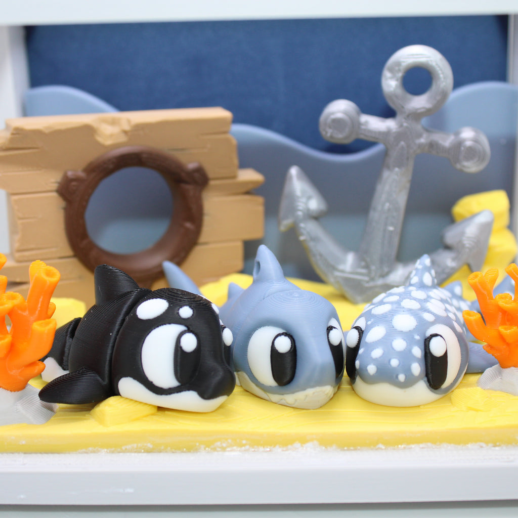 Shipwreck Aquarium Display (with or without sharks and whale) -3d printed desk companion