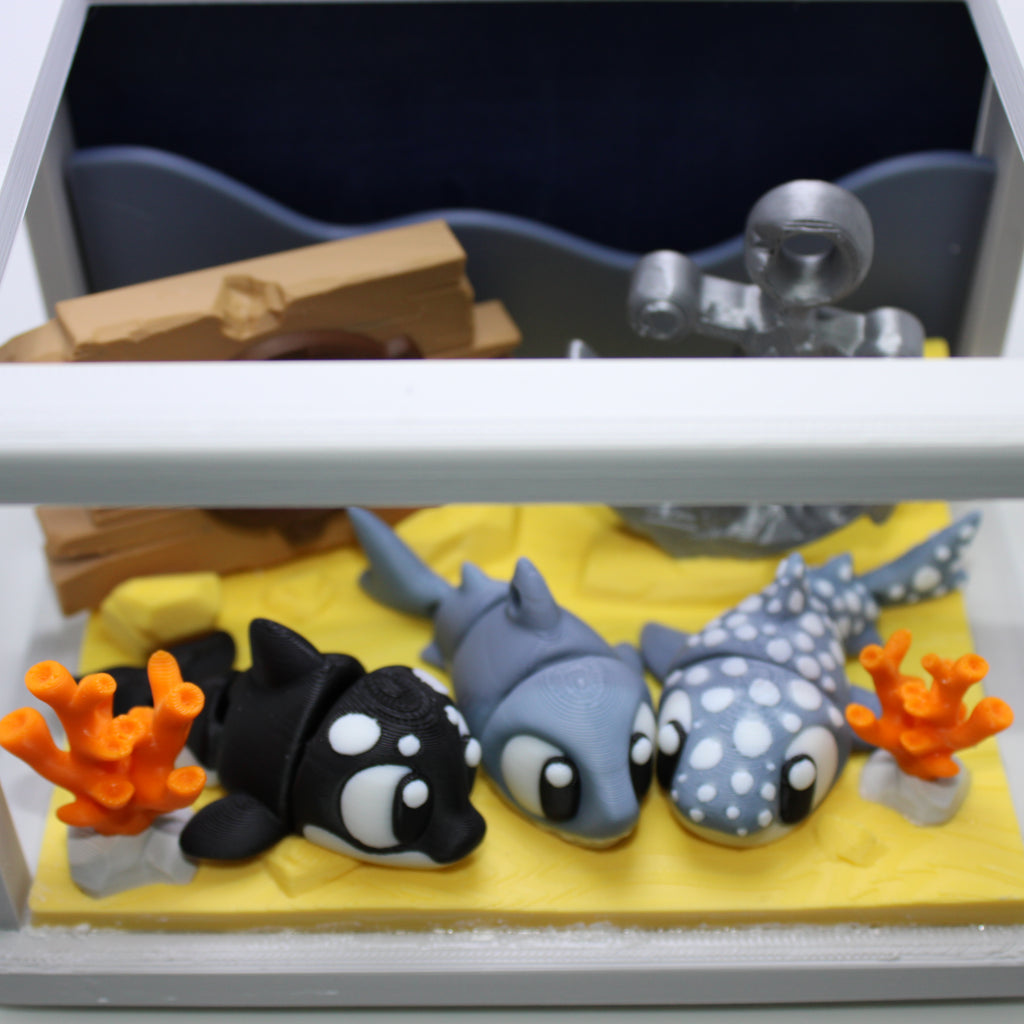 Shipwreck Aquarium Display (with or without sharks and whale) -3d printed desk companion