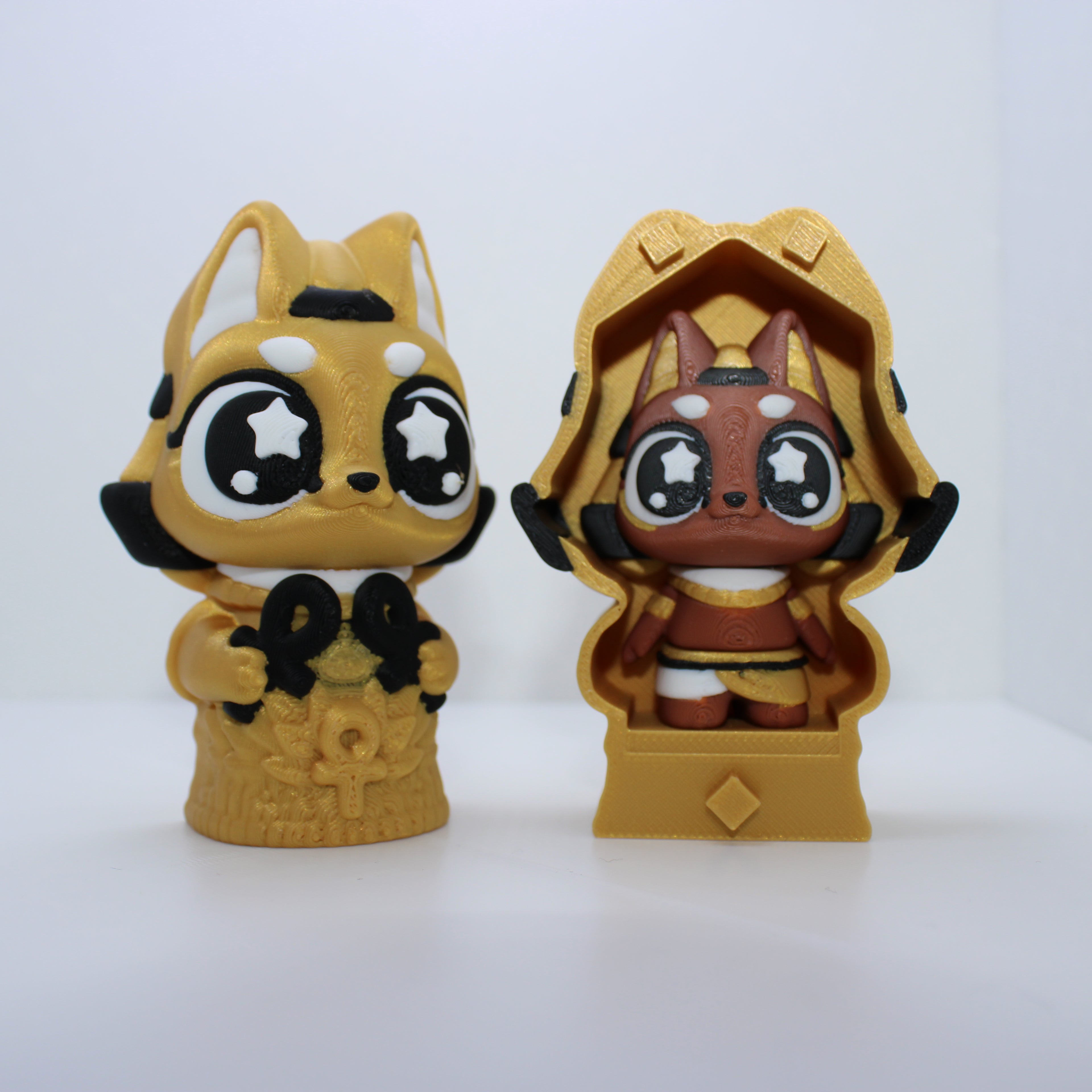 Egyptian Gods (Anubis, Ra, and Bastet)-3D printed desk buddy & keychain