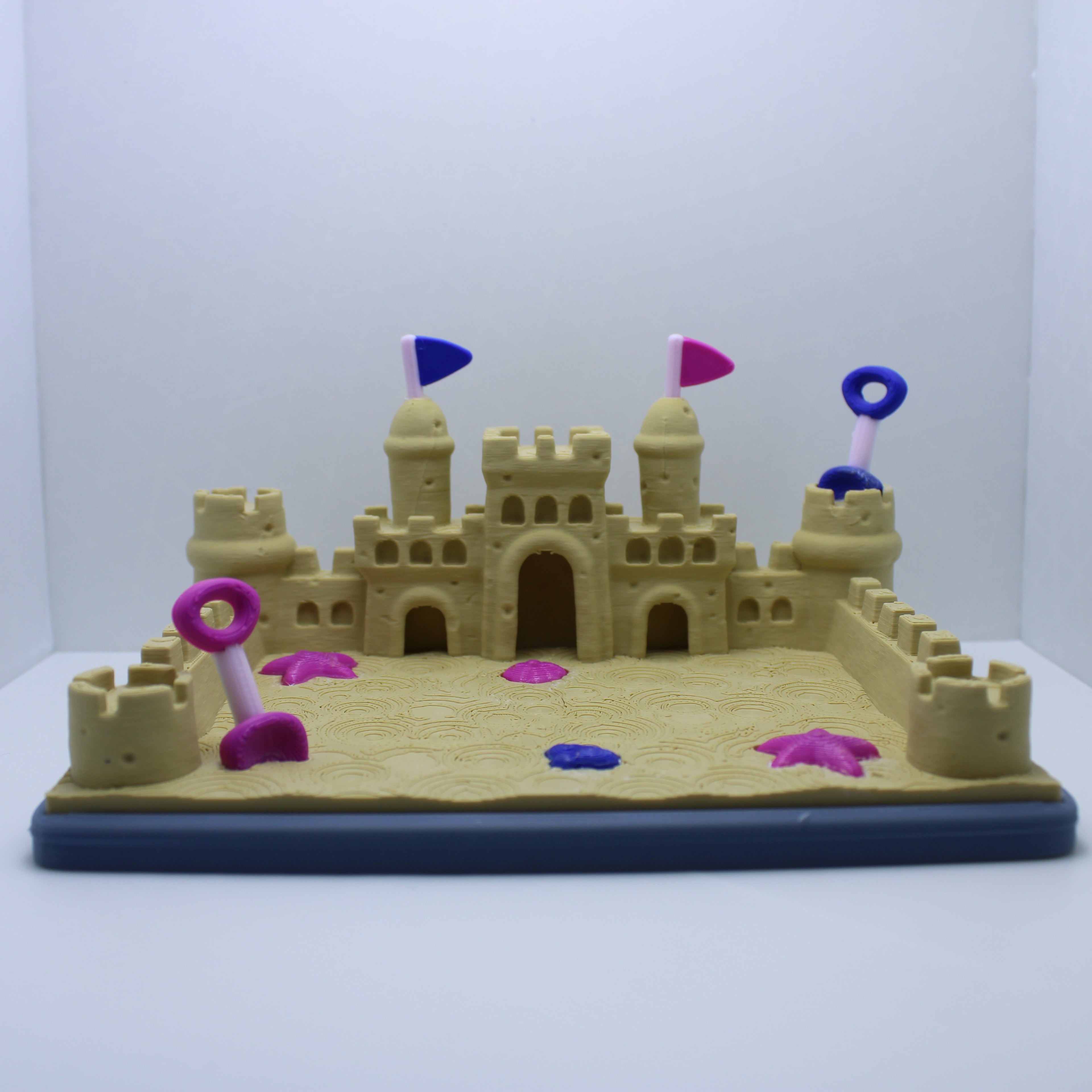 Sand Castle Display (with or without crabs and seagull) -3d printed desk companion
