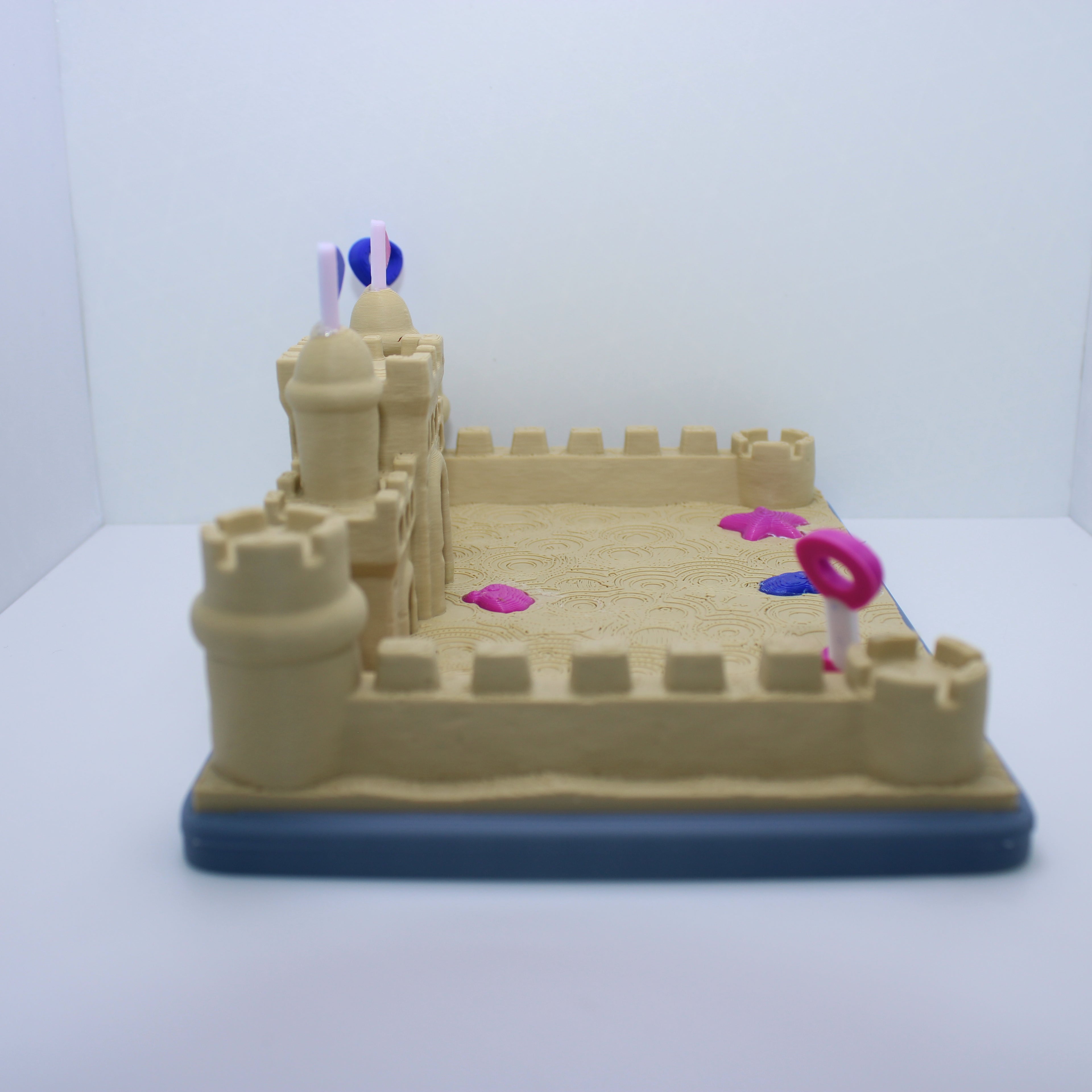 Sand Castle Display (with or without crabs and seagull) -3d printed desk companion