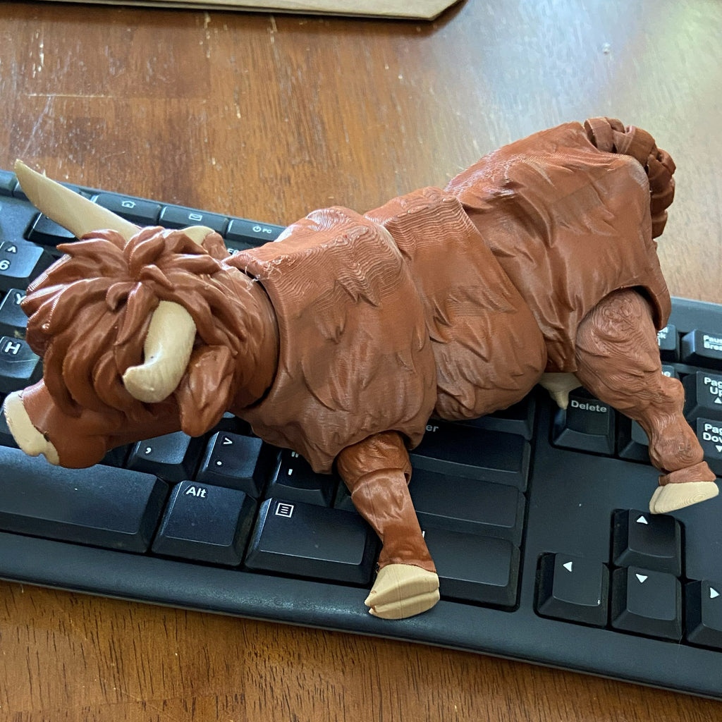 Shaggy Highland Cow — 3D Printed Desk Companion