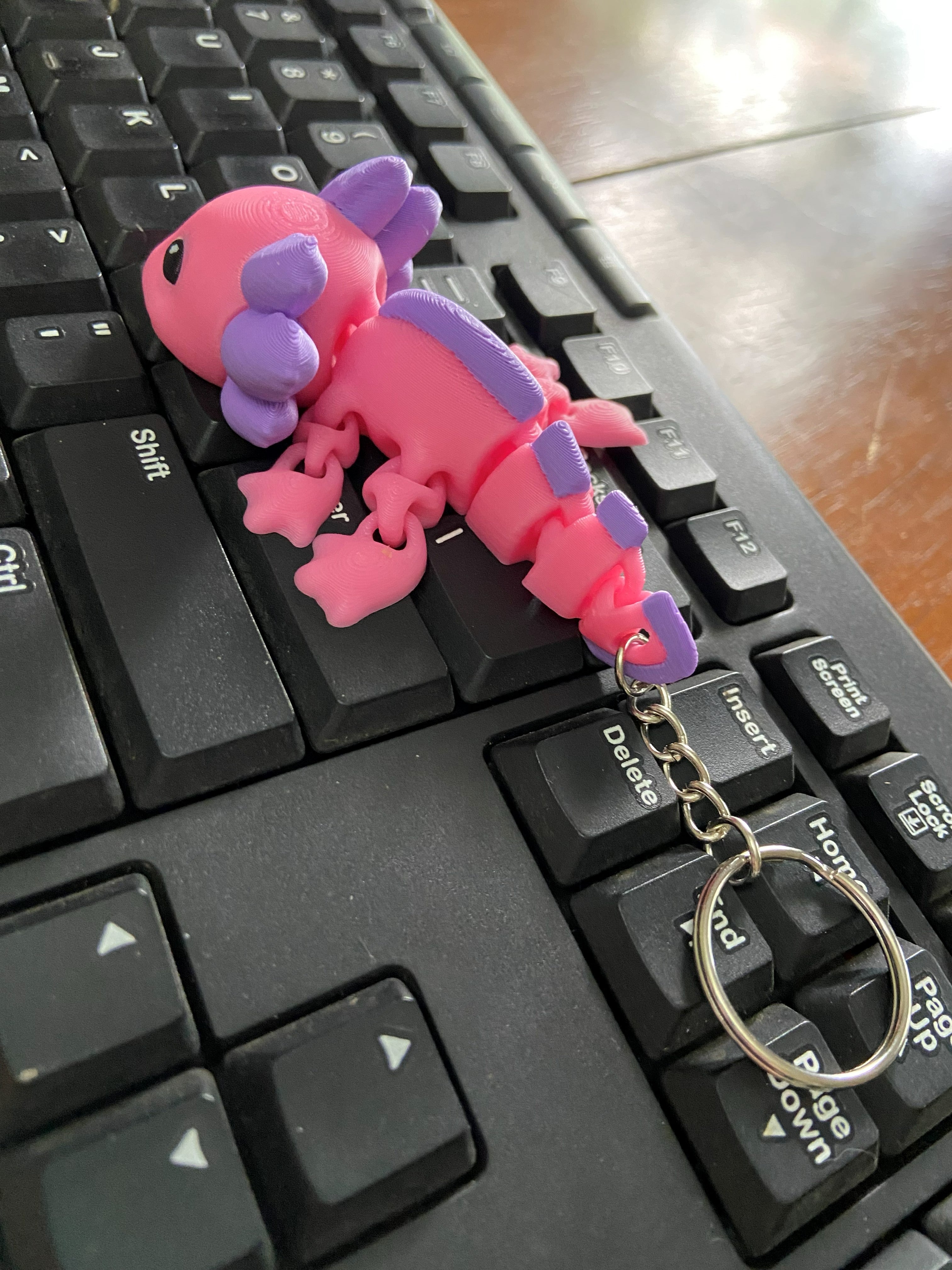 Pink & Purple Axolotl Fidget – 3D Printed Articulated Desk Buddy
