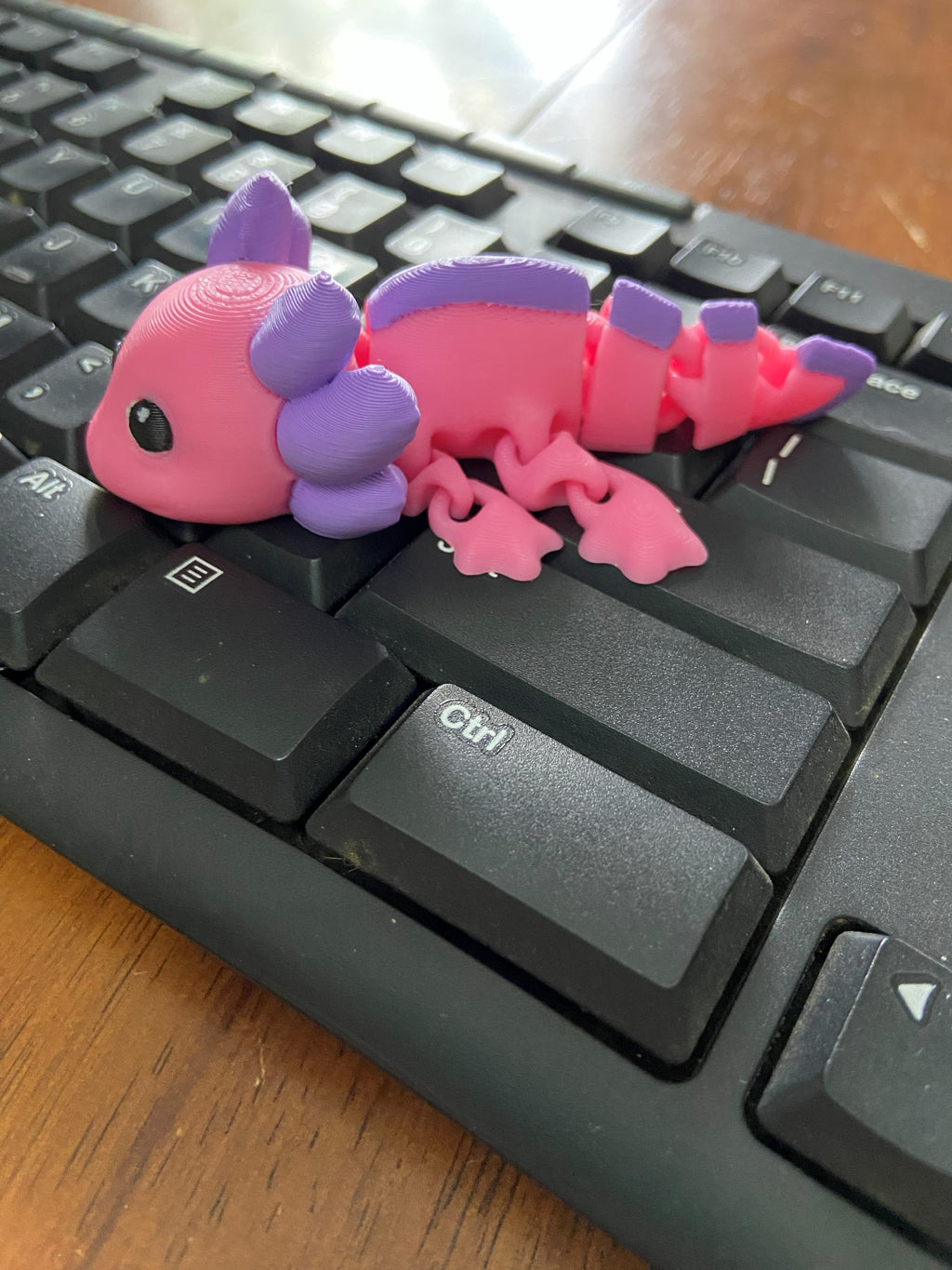 Pink & Purple Axolotl Fidget – 3D Printed Articulated Desk Buddy