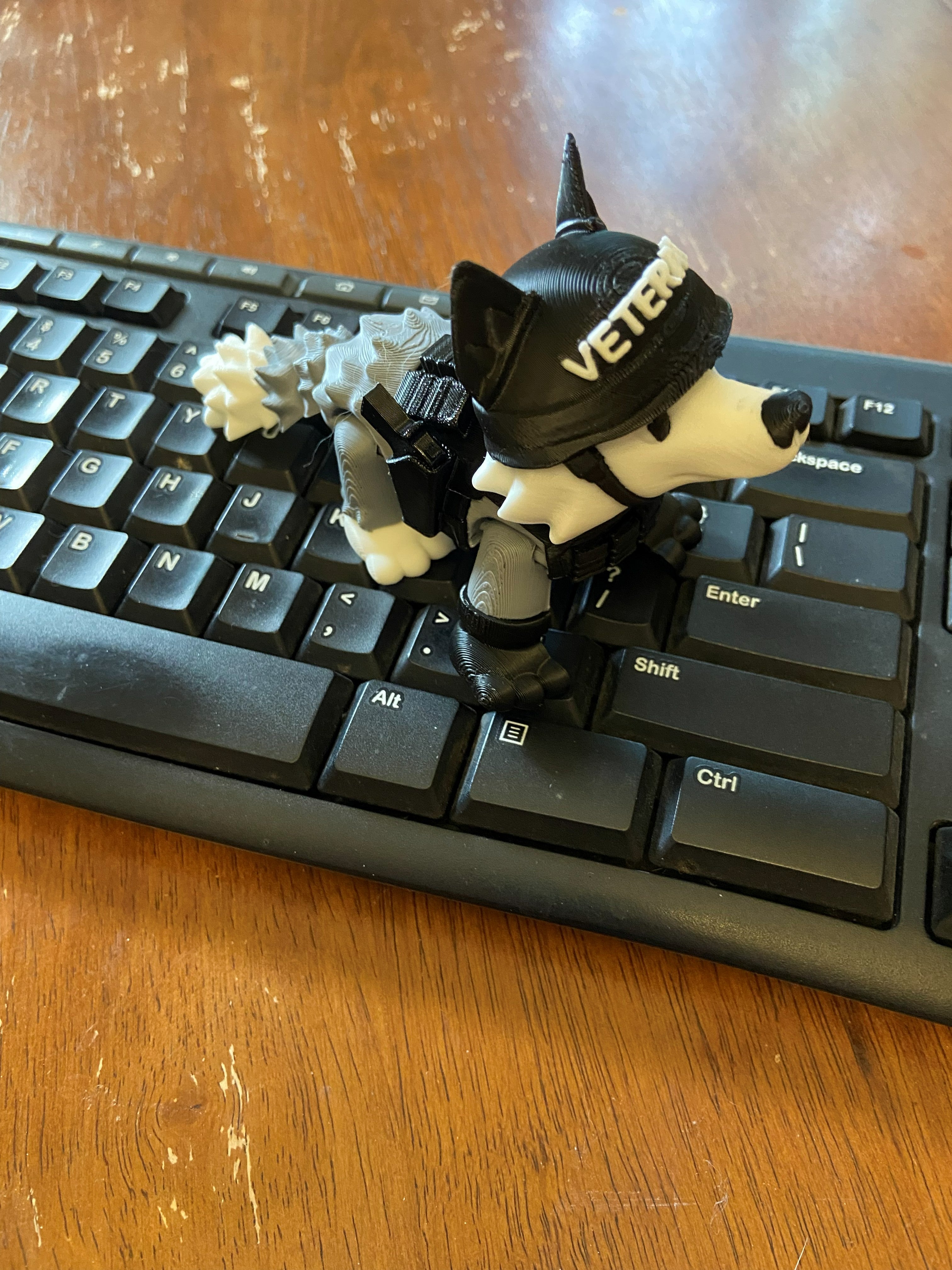 Military Mascot Dog – 3D Printed Fidget Desk Buddy (Flag or No Flag) – Veteran, Police, Air Force, Marine Corps, Army, Navy