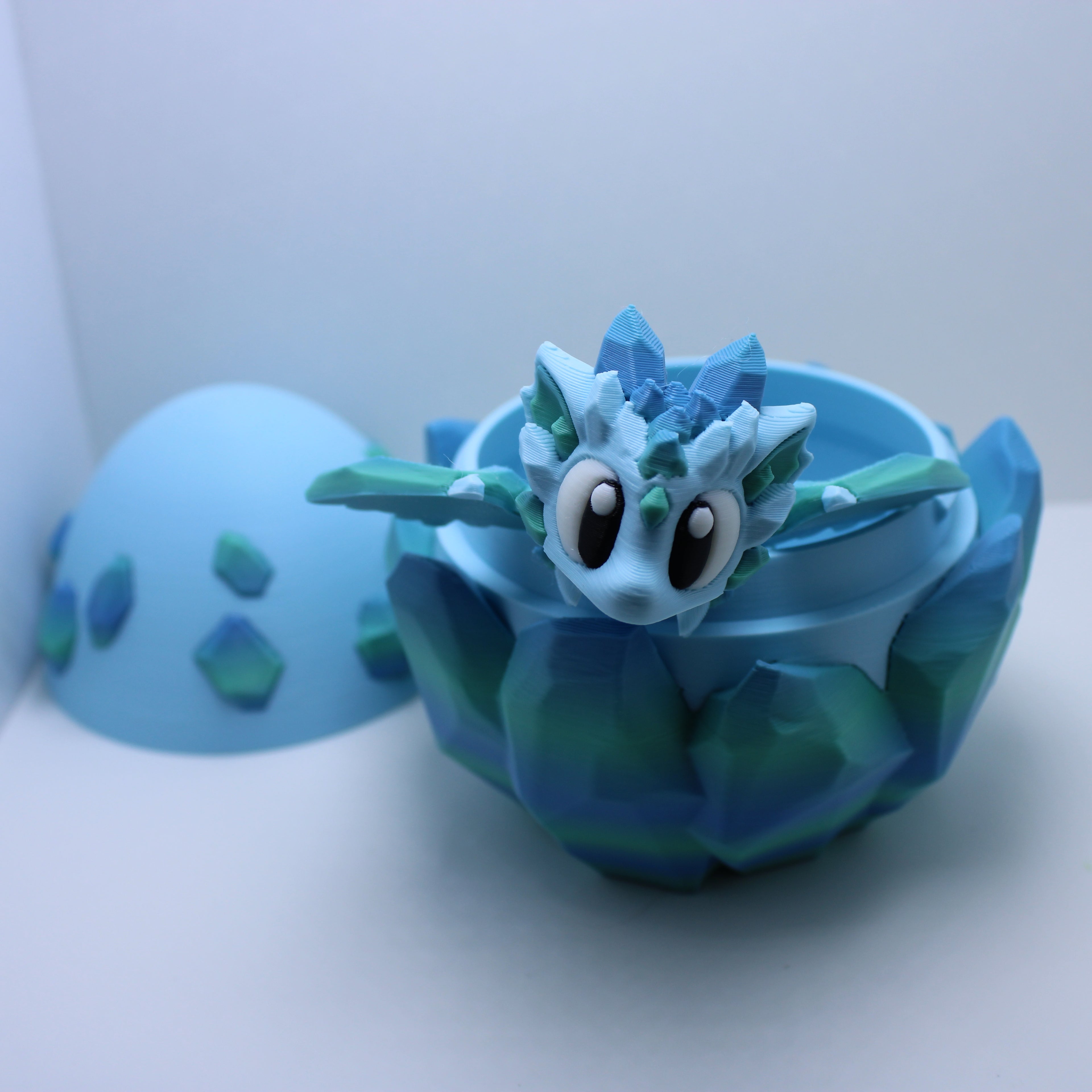 "Glacia" the Crystal Dragon (with or without egg) -3D printed desk companion