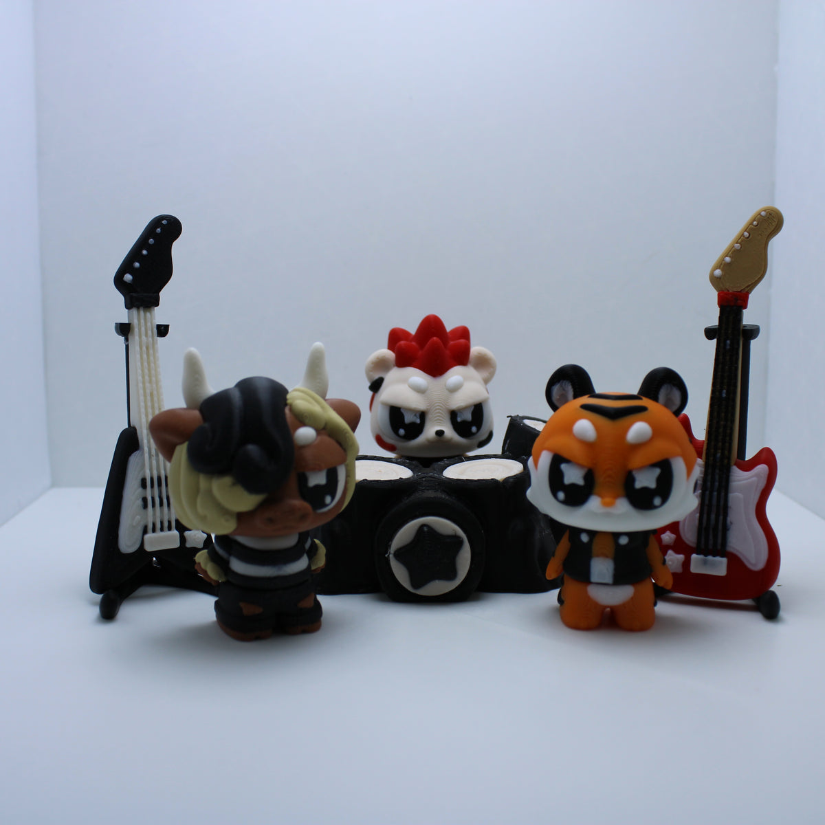 “The Layered Zoo” rock band Display -3d printed desk companion