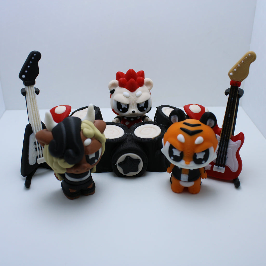“The Layered Zoo” rock band Display -3d printed desk companion