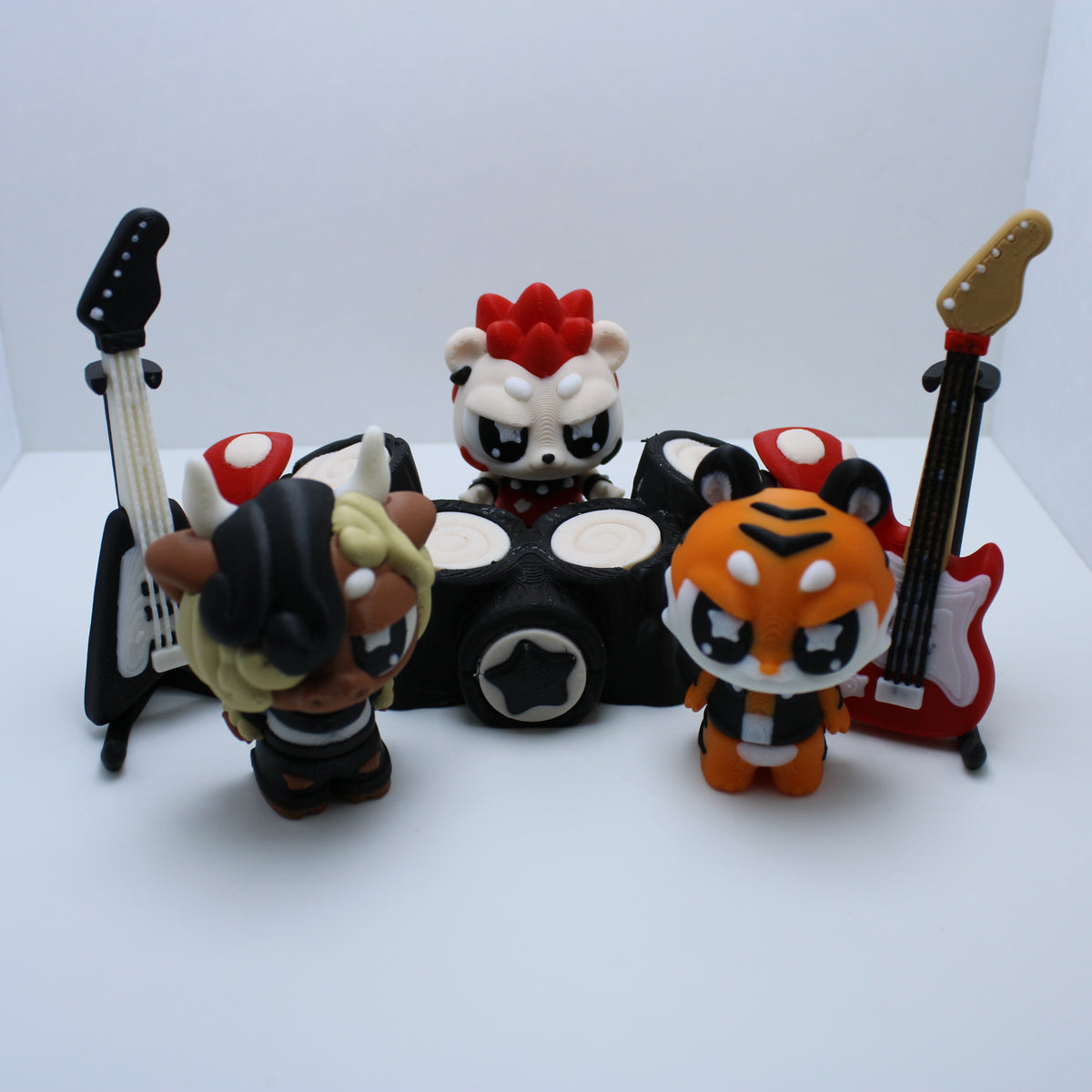 “The Layered Zoo” rock band Display -3d printed desk companion