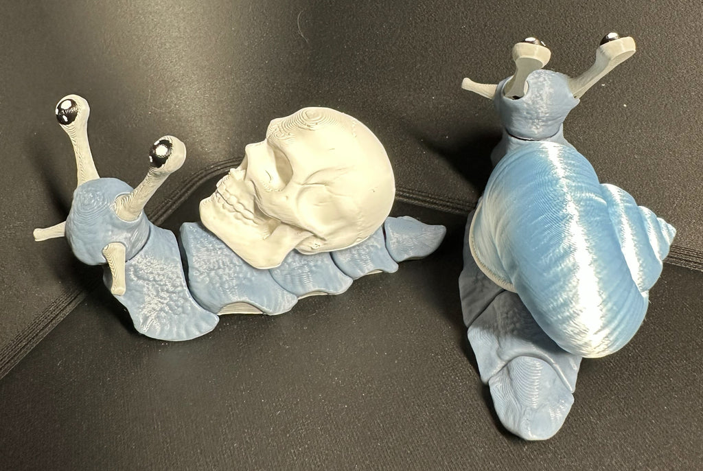 3D Printed Snail & Slug Figurine – Interchangeable Shell Options (Regular, Skull, Christmas)