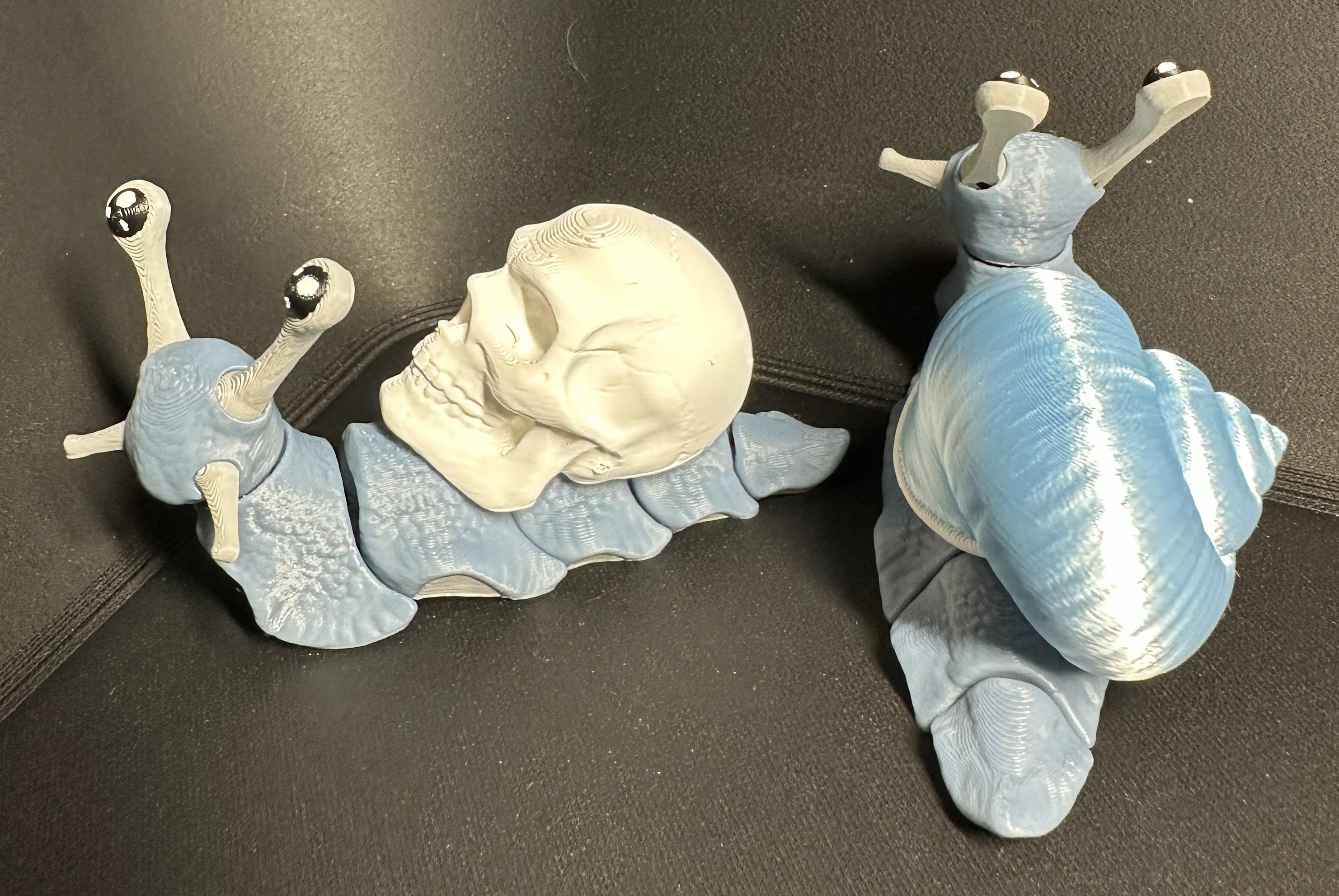 3D Printed Snail & Slug Figurine – Interchangeable Shell Options (Regular, Skull, Christmas)