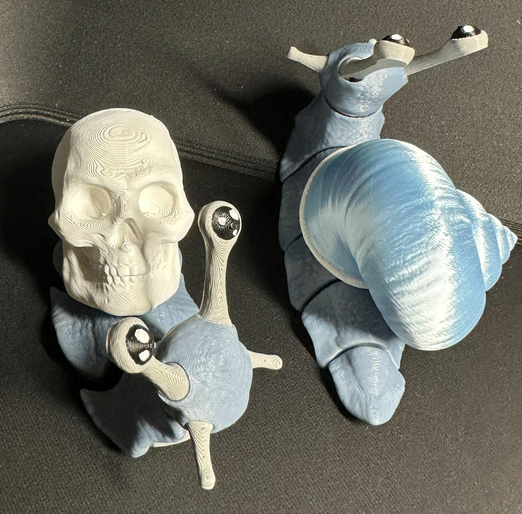 3D Printed Snail & Slug Figurine – Interchangeable Shell Options (Regular, Skull, Christmas)