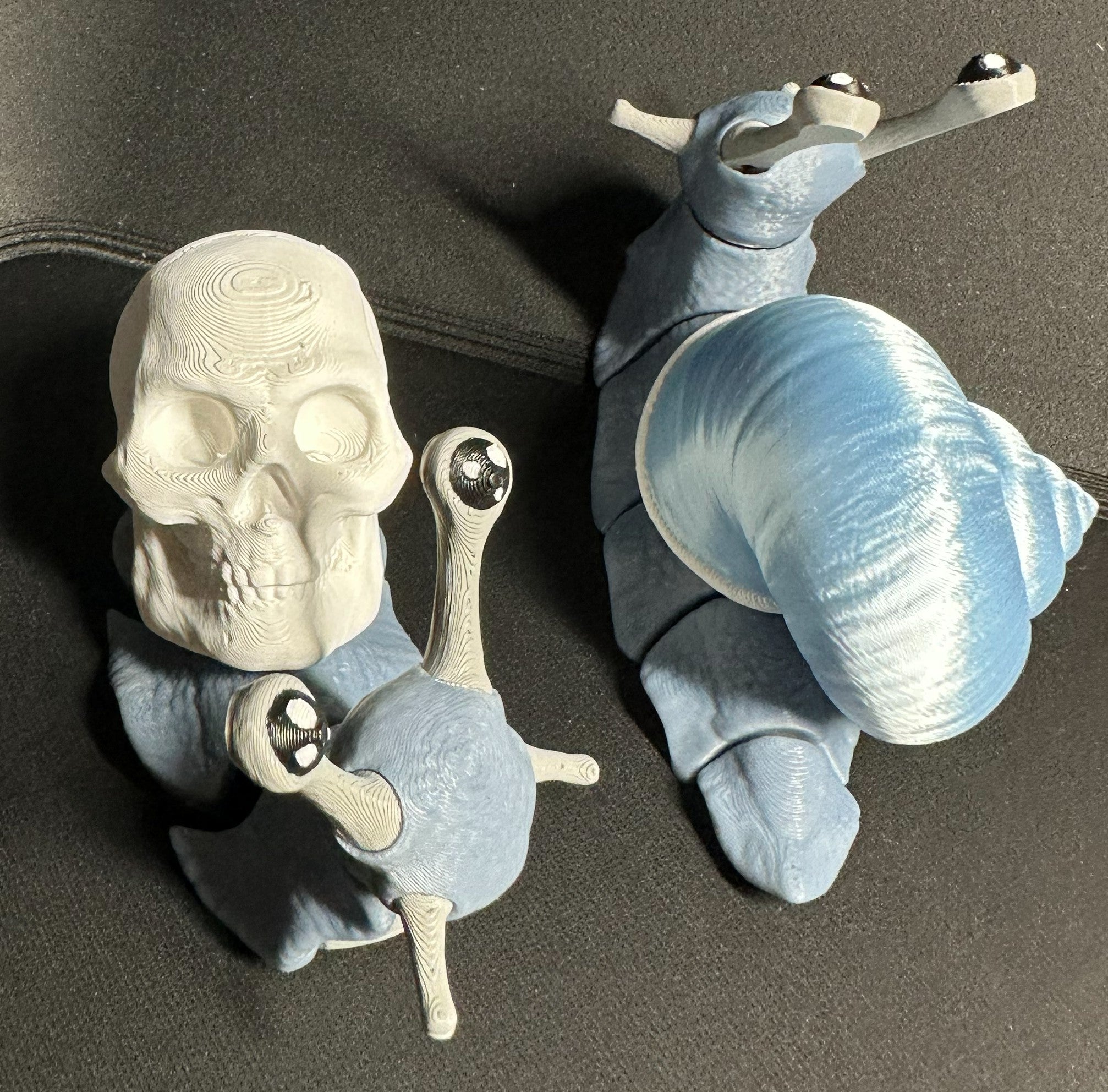3D Printed Snail & Slug Figurine – Interchangeable Shell Options (Regular, Skull, Christmas)